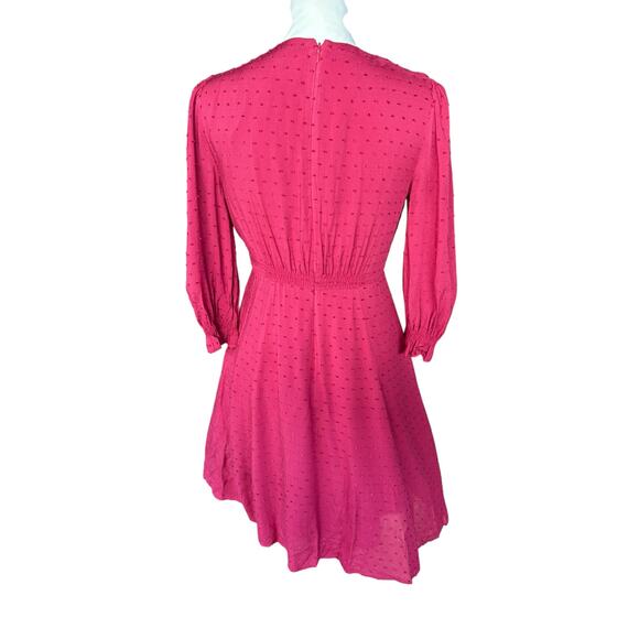 Gal Meets Glam Andrea Candy Apple V Neck 3/4 Sleeve Smocked Mini Dress - 0 - Picture 5 of 9